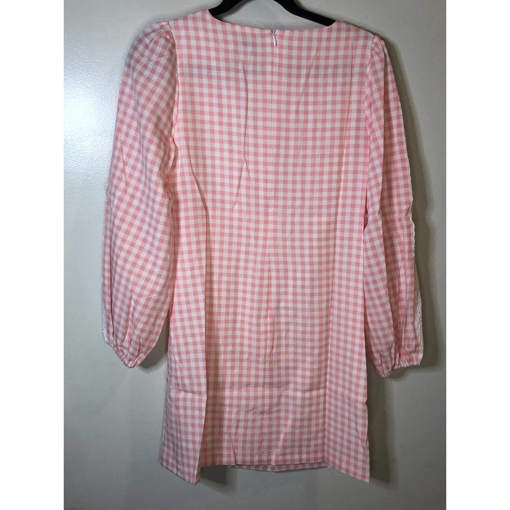 Pink Gingham Lace Girly Feminine Cottagecore Preppy Dress - Picture 7 of 10